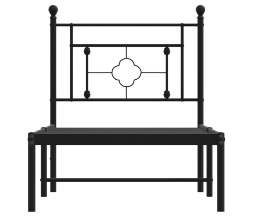 Estructura cama sin colchón con cabecero metal negro 80x200 cm