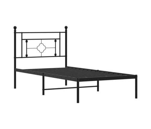 Estructura cama sin colchón con cabecero metal negro 90x200 cm