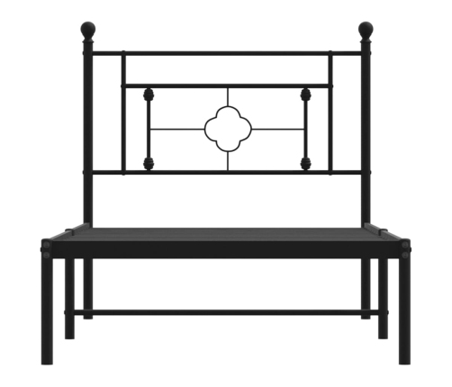 Estructura cama sin colchón con cabecero metal negro 90x200 cm