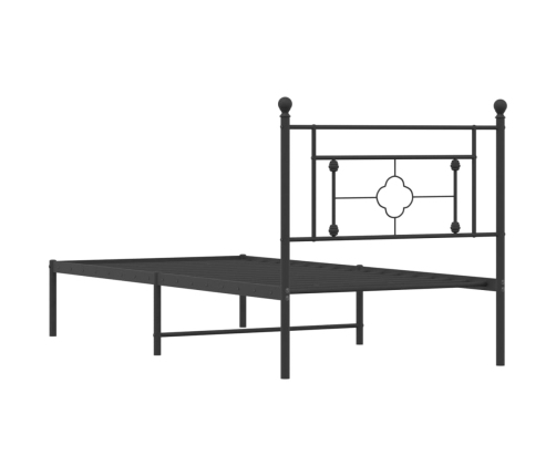 Estructura cama sin colchón con cabecero metal negro 90x200 cm