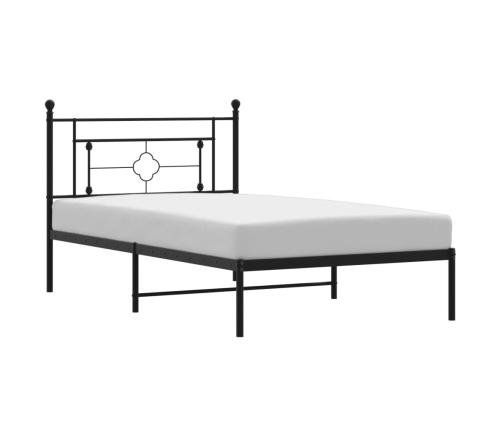 Estructura cama sin colchón con cabecero metal negro 107x203 cm