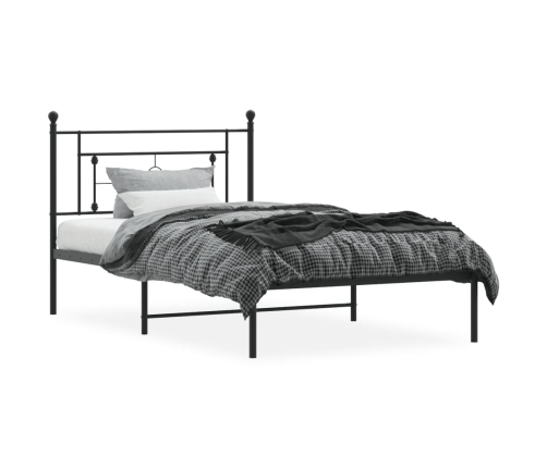 Estructura cama sin colchón con cabecero metal negro 107x203 cm