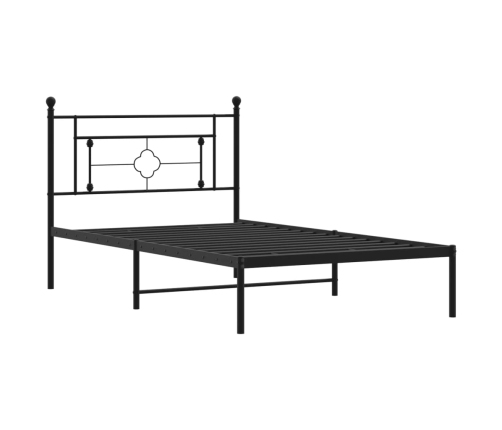 Estructura cama sin colchón con cabecero metal negro 107x203 cm