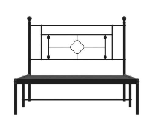 Estructura cama sin colchón con cabecero metal negro 107x203 cm