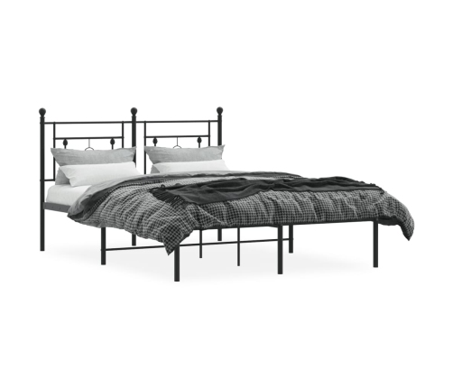 Estructura cama sin colchón con cabecero metal negro 140x190 cm