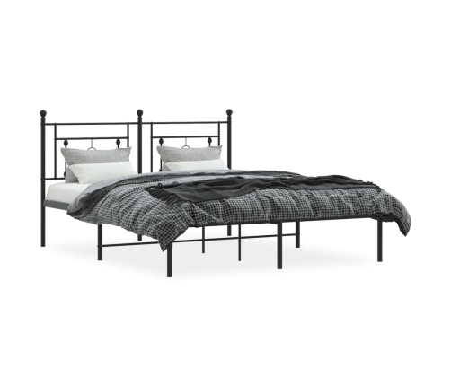Estructura cama sin colchón con cabecero metal negro 160x200 cm