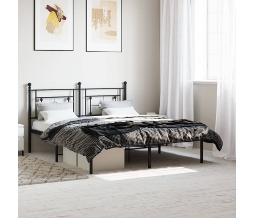 Estructura cama sin colchón con cabecero metal negro 160x200 cm