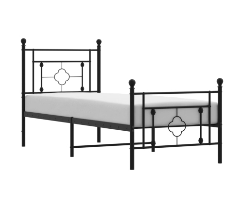 Estructura cama sin colchón con estribo metal negro 75x190 cm