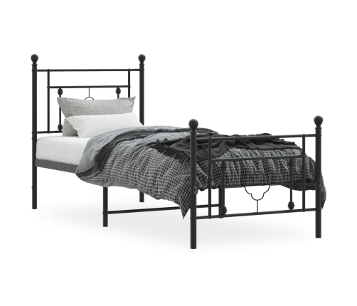 Estructura cama sin colchón con estribo metal negro 75x190 cm