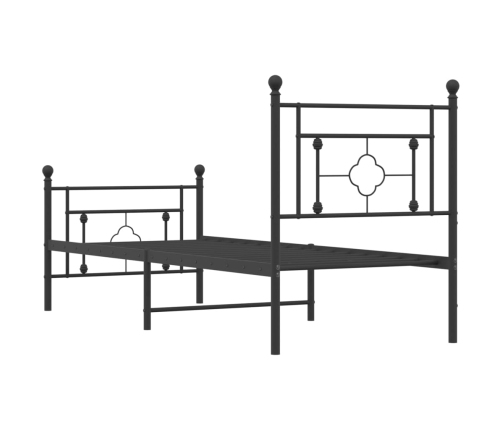 Estructura cama sin colchón con estribo metal negro 75x190 cm