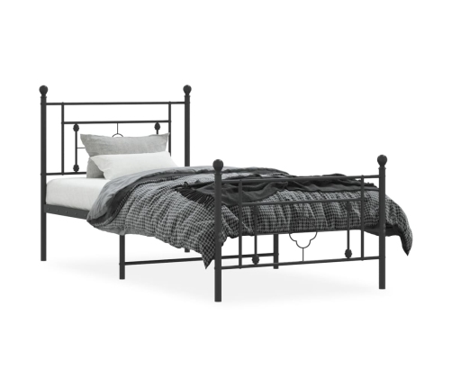 Estructura cama sin colchón con estribo metal negro 90x190 cm