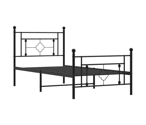 Estructura cama sin colchón con estribo metal negro 90x190 cm