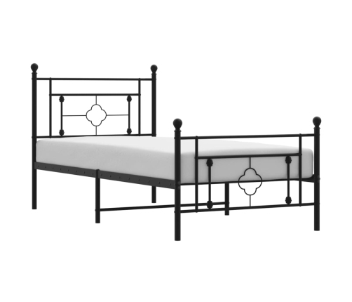 Estructura cama sin colchón con estribo metal negro 100x200 cm