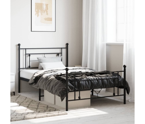 Estructura cama sin colchón con estribo metal negro 107x203 cm