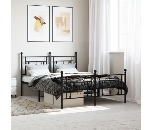Estructura cama sin colchón con estribo metal negro 135x190 cm
