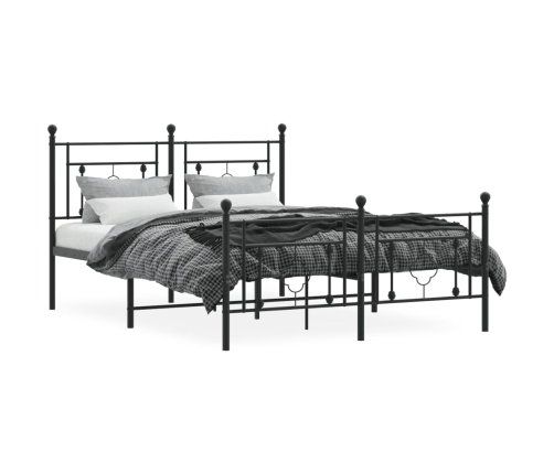 Estructura cama sin colchón con estribo metal negro 140x190 cm