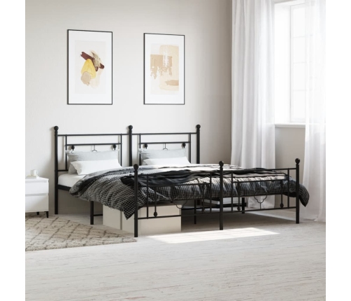 Estructura cama sin colchón con estribo metal negro 183x213 cm