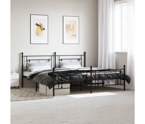 Estructura cama sin colchón con estribo metal negro 193x203 cm