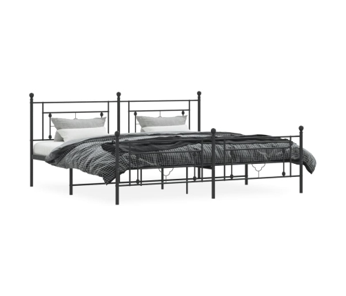 Estructura cama sin colchón con estribo metal negro 200x200 cm