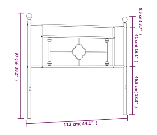 Cabecero de metal negro 107 cm