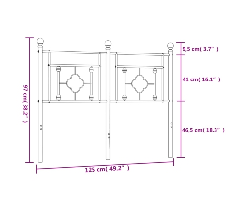 Cabecero de metal negro 120 cm