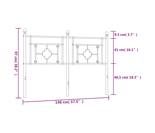 Cabecero de metal negro 140 cm