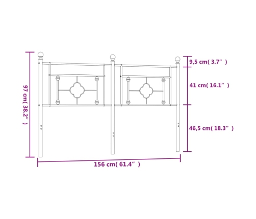 Cabecero de metal negro 150 cm