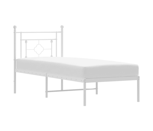 Estructura cama sin colchón con cabecero metal blanco 75x190 cm