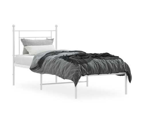 Estructura cama sin colchón con cabecero metal blanco 75x190 cm