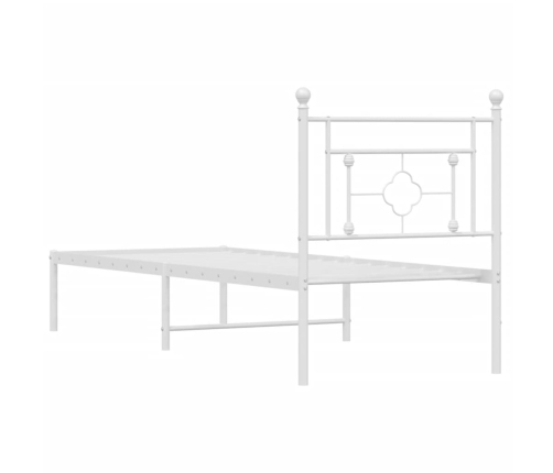 Estructura cama sin colchón con cabecero metal blanco 75x190 cm