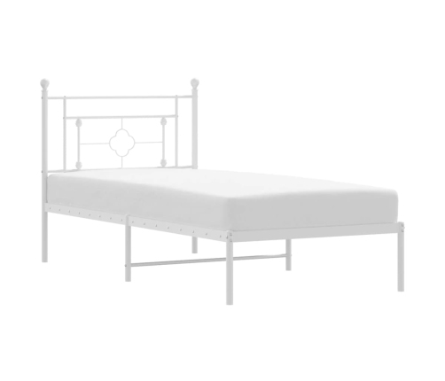 Estructura cama sin colchón con cabecero metal blanco 90x190 cm