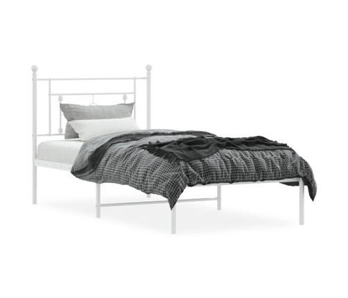 Estructura cama sin colchón con cabecero metal blanco 90x190 cm