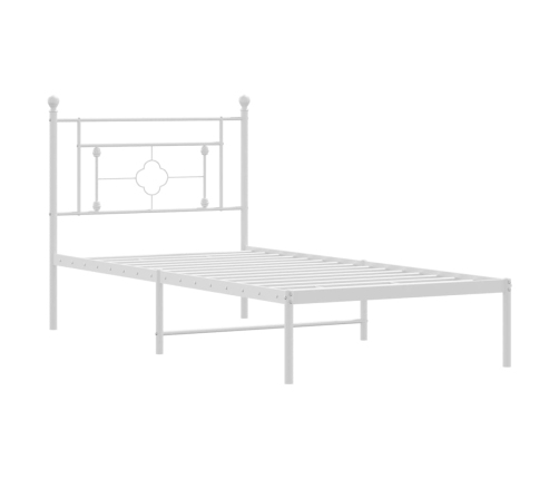 Estructura cama sin colchón con cabecero metal blanco 90x200 cm