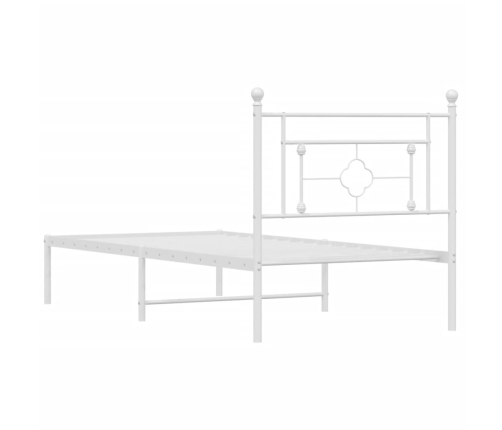 Estructura cama sin colchón con cabecero metal blanco 90x200 cm