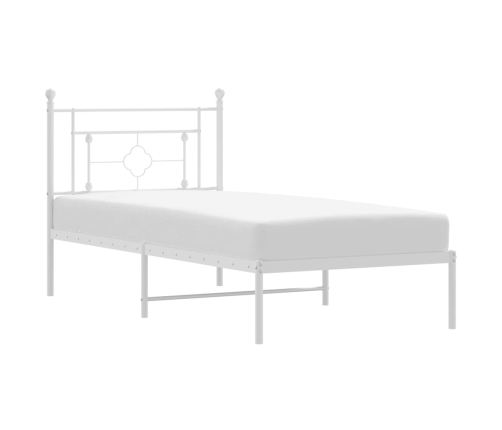 Estructura cama sin colchón con cabecero metal blanco 100x190cm