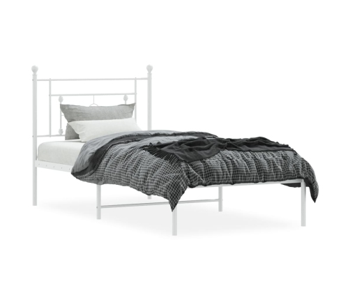 Estructura cama sin colchón con cabecero metal blanco 100x190cm