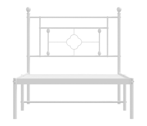 Estructura cama sin colchón con cabecero metal blanco 100x190cm