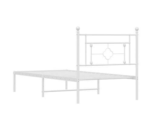 Estructura cama sin colchón con cabecero metal blanco 100x190cm