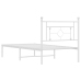 Estructura cama sin colchón con cabecero metal blanco 100x190cm