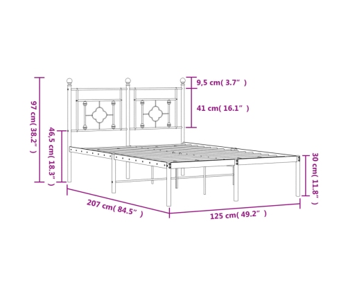 Estructura cama sin colchón con cabecero metal blanco 120x200cm