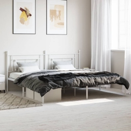 Estructura cama sin colchón con cabecero metal blanco 193x203cm
