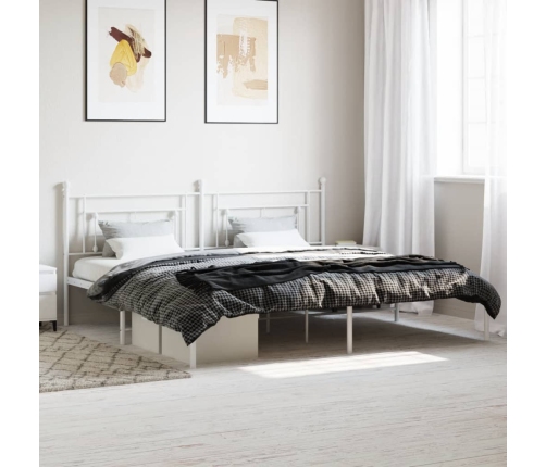 Estructura cama sin colchón con cabecero metal blanco 193x203cm