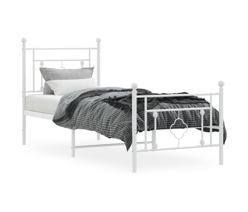 Estructura cama sin colchón con estribo metal blanco 75x190 cm