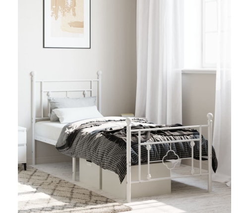 Estructura cama sin colchón con estribo metal blanco 75x190 cm