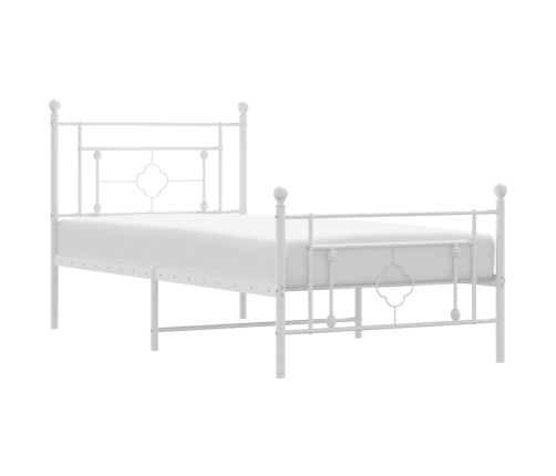 Estructura cama sin colchón con estribo metal blanco 100x190 cm