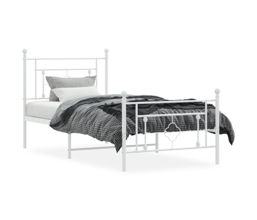 Estructura cama sin colchón con estribo metal blanco 100x190 cm