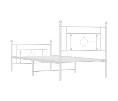 Estructura cama sin colchón con estribo metal blanco 100x190 cm