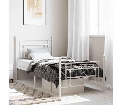 Estructura cama sin colchón con estribo metal blanco 100x190 cm