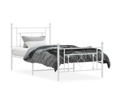 Estructura cama sin colchón con estribo metal blanco 100x200 cm