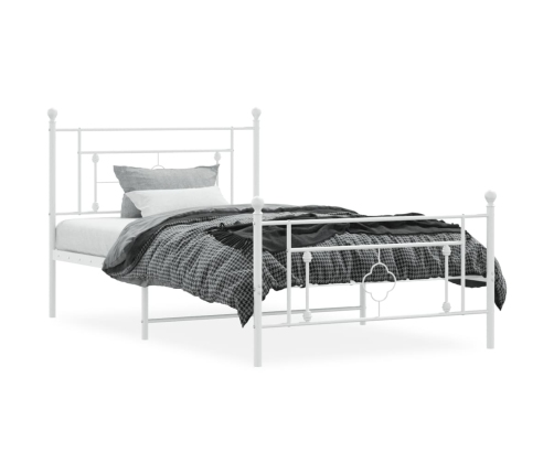 Estructura cama sin colchón con estribo metal blanco 107x203 cm